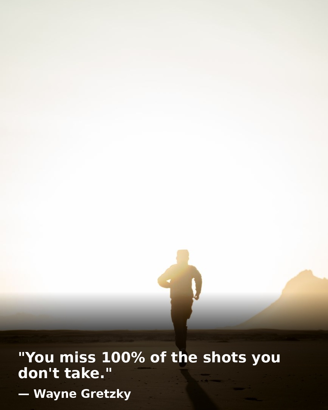 Example PersonaClips graphic: a runner at sunset with a Wayne Gretzky quote